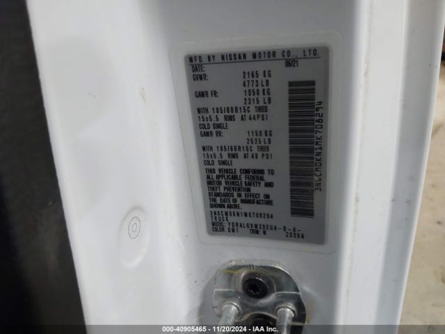 3N6CM0KN1MK708294 Nissan Nv200 Compact Cargo Sv Xtronic Cvt