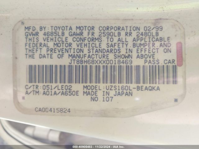 1999 LEXUS GS 400 JT8BH68XXX0018469 Photo 8