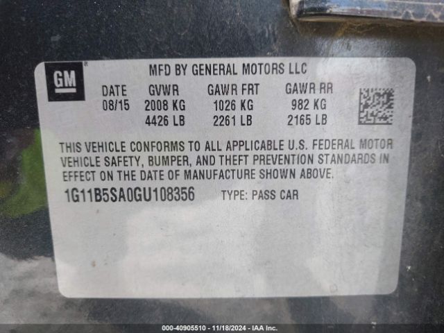 1G11B5SA0GU108356 Chevrolet Malibu Limited Ls