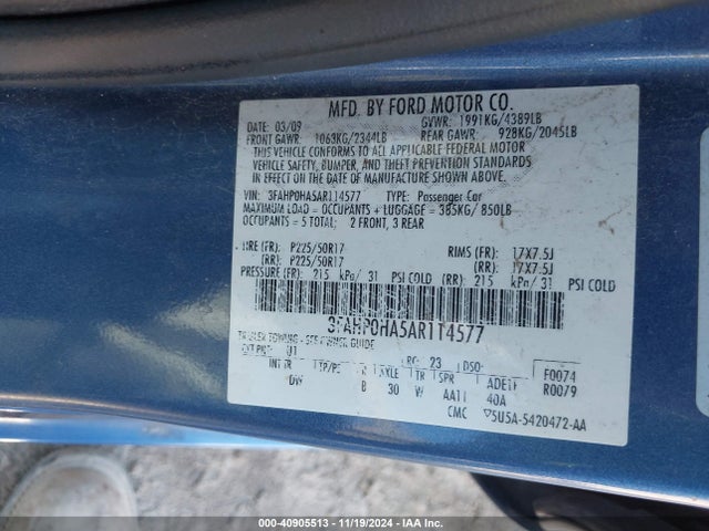 Aukcja sprzedaży 2010 Ford Fusion Se, vin: 3FAHP0HA5AR114577, numer aukcji: 40905513