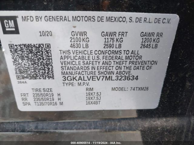 3GKALVEV7ML323634 GMC Terrain Awd Slt