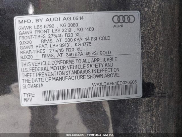 WA1LGAFE4ED020506 Audi Q7 3.0t Premium
