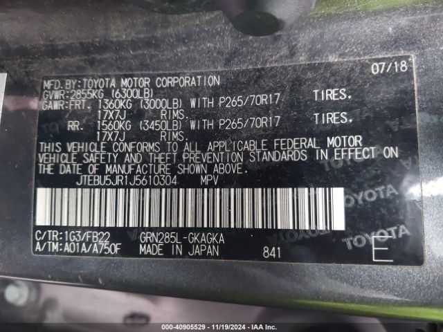 JTEBU5JR1J5610304 Toyota 4RUNNER SR5