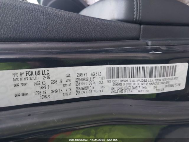 1C4RDJDG6GC340917 Dodge DURANGO LIMITED