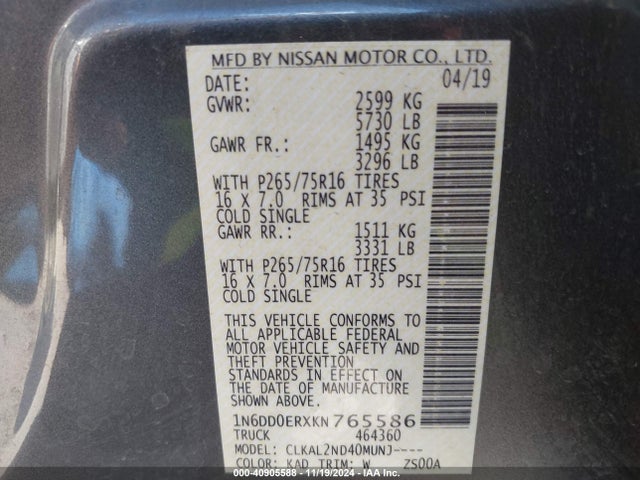 Nissan Frontier Desert Runner 2019 1N6DD0ERXKN765586 Image 9