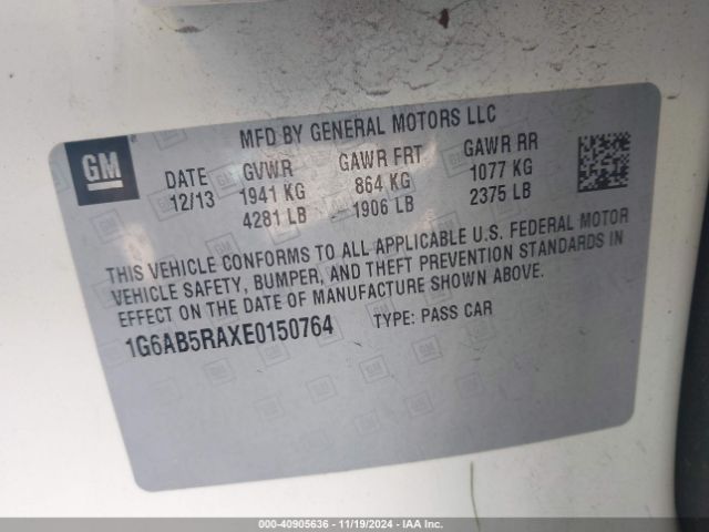 1G6AB5RAXE0150764 Cadillac ATS LUXURY