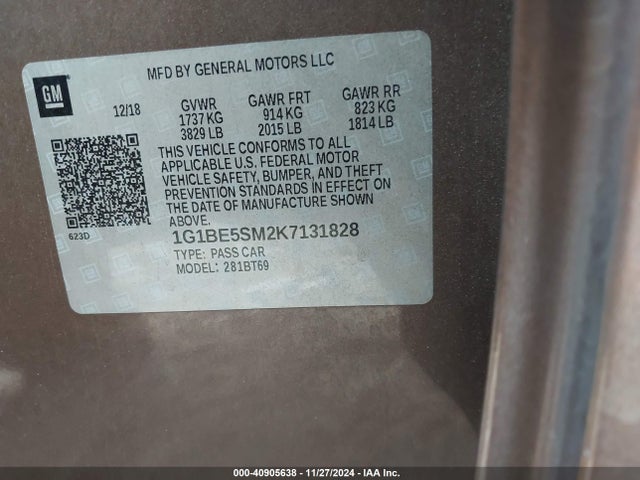 1G1BE5SM2K7131828 Chevrolet CRUZE LT