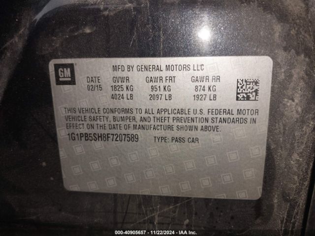 1G1PB5SH8F7207589 Chevrolet Cruze Ls Manual
