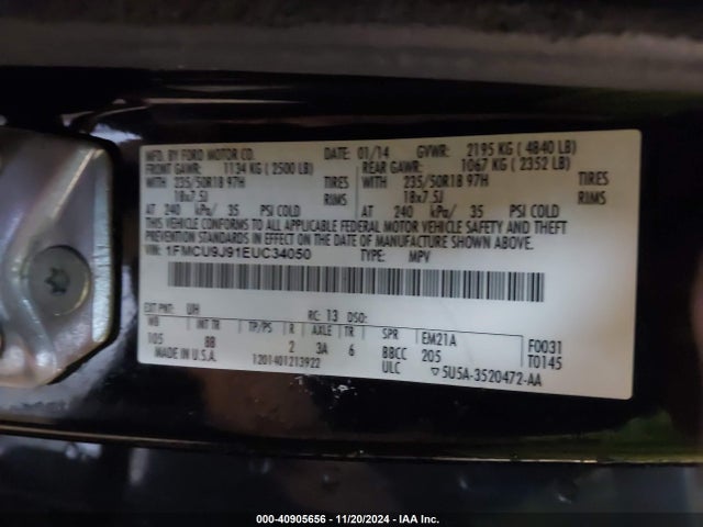 Ford Escape Titanium 2014 1FMCU9J91EUC34050 Image 9