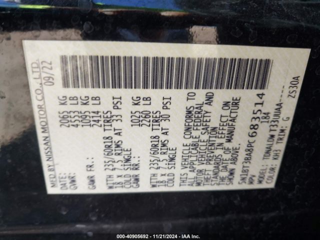 5N1BT3BA8PC683514 Nissan Rogue Sv Fwd