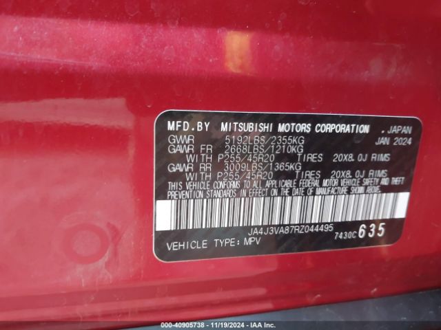 2024 MITSUBISHI OUTLANDER JA4J3VA87RZ044495 Photo 8