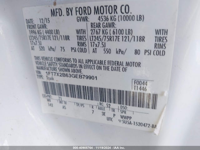 Ford F-250 Xl 2016 1FT7X2B63GEB79901 Image 9