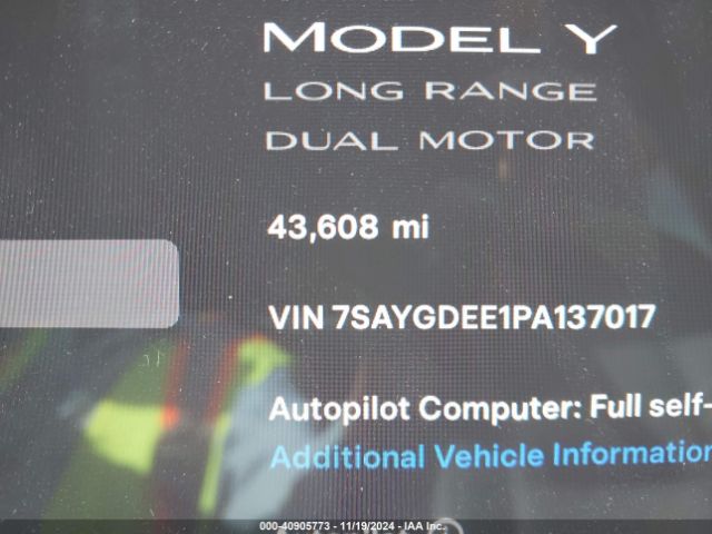 7SAYGDEE1PA137017 Tesla Model Y Awd/long Range Dual Motor All-wheel Drive