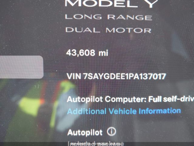 7SAYGDEE1PA137017 Tesla Model Y Awd/long Range Dual Motor All-wheel Drive