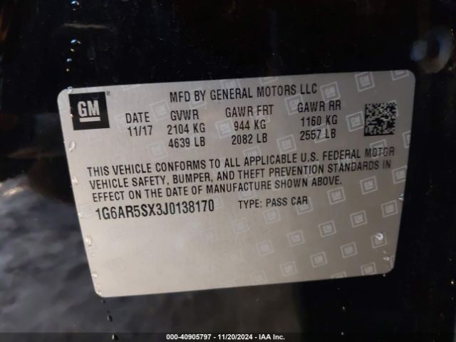 1G6AR5SX3J0138170 Cadillac CTS LUXURY