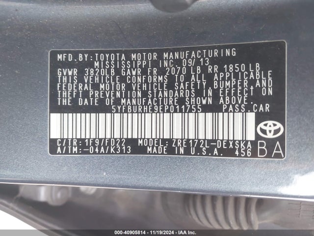 Toyota Corolla S Plus 2014 5YFBURHE9EP011755 Image 9