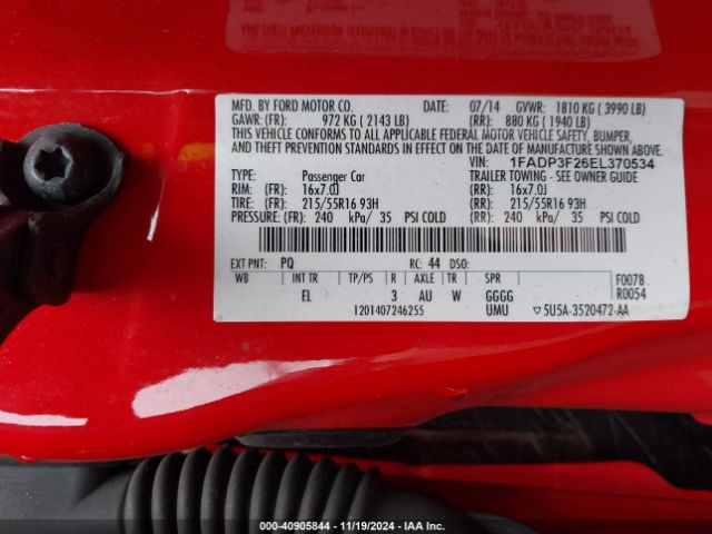 1FADP3F26EL370534 Ford FOCUS SE
