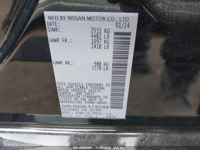 Nissan Altima Sl Intelligent Awd 2024 1N4BL4EW1RN379598 Image 9
