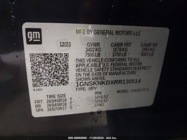 1GNSKNKDXRR130514 Chevrolet Tahoe 4wd Lt