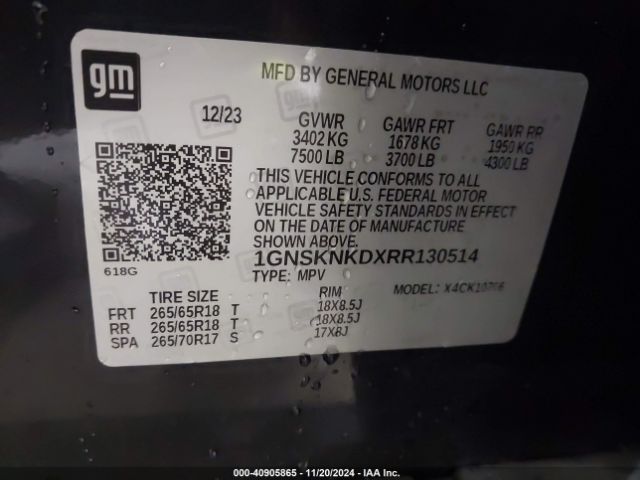 1GNSKNKDXRR130514 Chevrolet Tahoe 4wd Lt