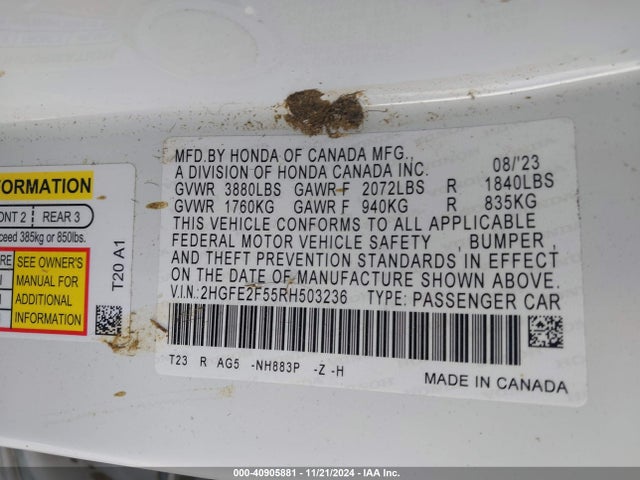 2HGFE2F55RH503236 Honda Civic Sport