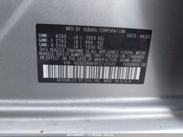 4S3GTAM69P3720545 Subaru Impreza Sport 5-door