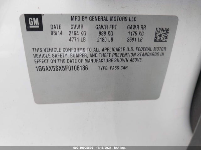 Cadillac CTS LUXURY 2015 1G6AX5SX5F0106186 Image 9