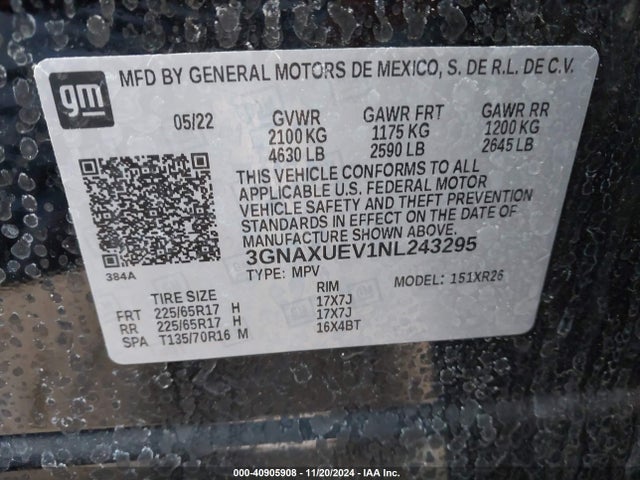 Chevrolet Equinox Awd Lt 2022 3GNAXUEV1NL243295 Image 9