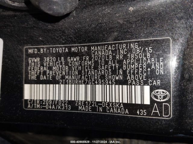 2T1BURHE7GC495945 Toyota Corolla S W/special Edition Pkg