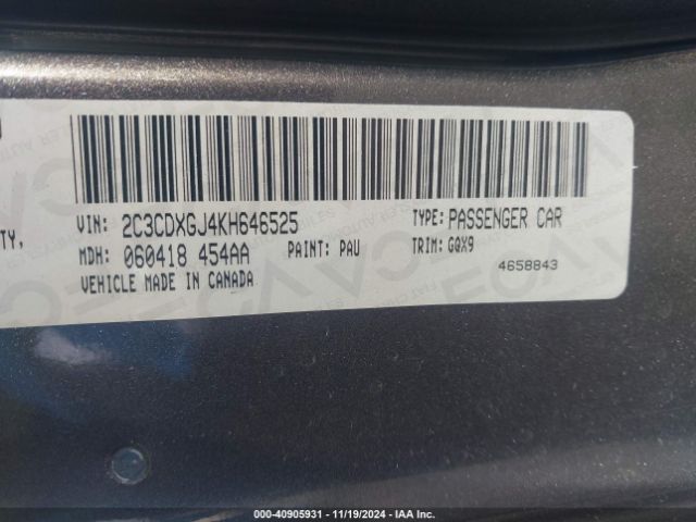 2C3CDXGJ4KH646525 Dodge Charger Scat Pack Rwd