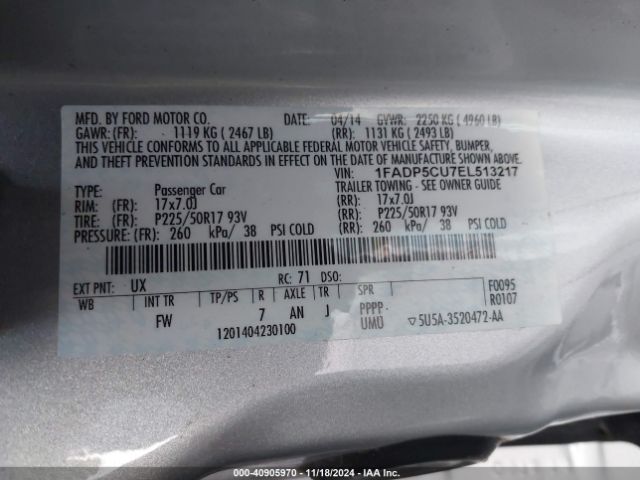 1FADP5CU7EL513217 Ford C-max Energi Sel