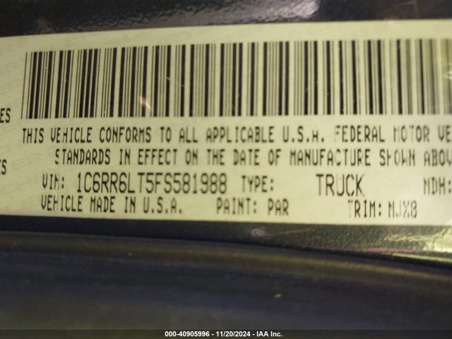 1C6RR6LT5FS581988 RAM 1500 Lone Star