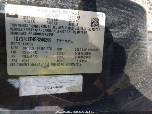 1GYS4JEF4ER240200 Cadillac Escalade Esv Premium
