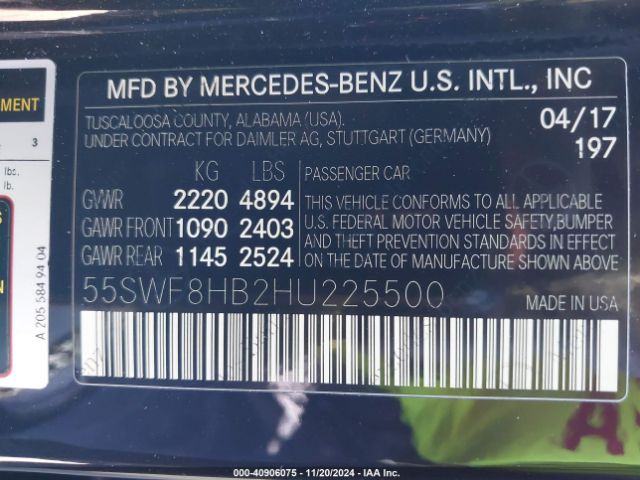 55SWF8HB2HU225500 Mercedes-Benz Amg C 63 S