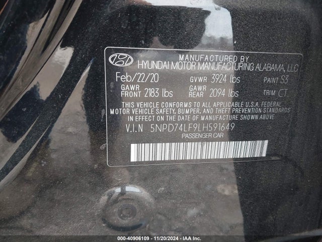 Hyundai ELANTRA SE 2020 5NPD74LF9LH591649 Image 9