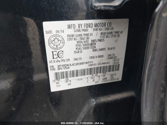 2FMDK3JC2EBB19711 Ford EDGE SEL
