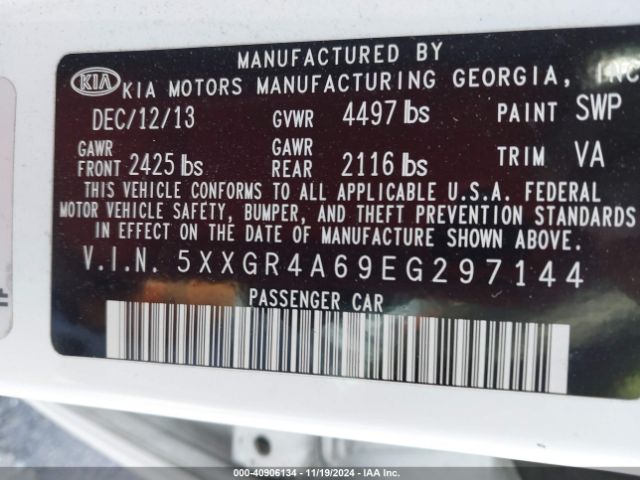 5XXGR4A69EG297144 KIA Optima Sx Turbo