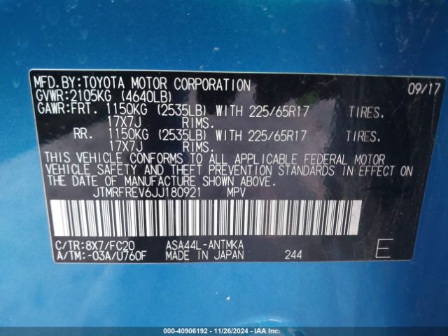 JTMRFREV6JJ180921 Toyota Rav4 Adventure/xle