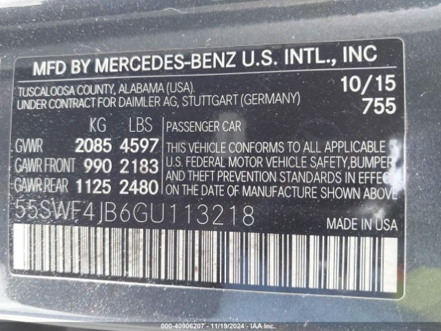 55SWF4JB6GU113218 Mercedes-Benz C-class C 300/luxury/sport