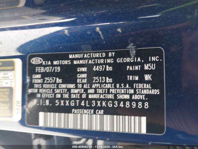 5XXGT4L3XKG348988 KIA Optima Lx