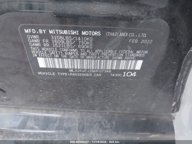 2022 MITSUBISHI MIRAGE G4 ML32FUFJ2NHF07348 Photo 8