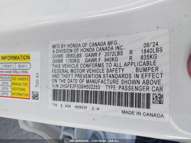 Honda Civic Sport 2025 2HGFE2F53SH502253 Image 9
