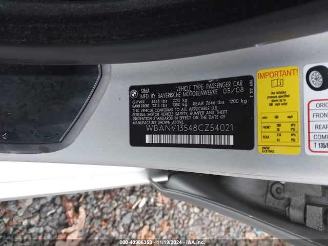 Продажа на аукционе авто 2008 Bmw 528xi, vin: WBANV13548CZ54021, номер лота: 40906353