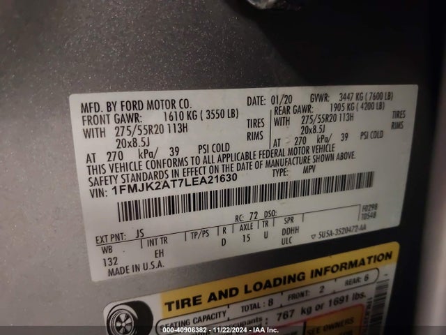 Ford Expedition Limited Max 2020 1FMJK2AT7LEA21630 Image 9