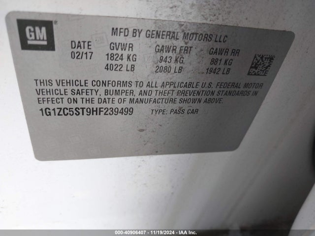 1G1ZC5ST9HF239499 Chevrolet Malibu 1fl