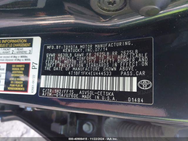 4T1BF1FK4EU444533 Toyota CAMRY SE