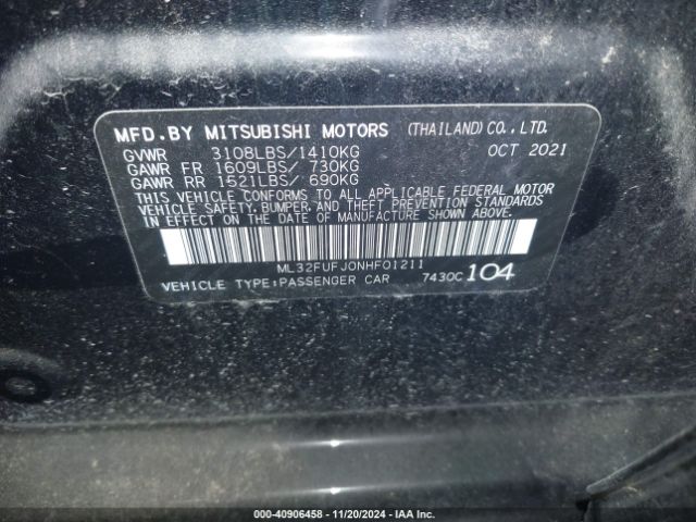 ML32FUFJONHF01211 Mitsubishi Mirage G4 Le