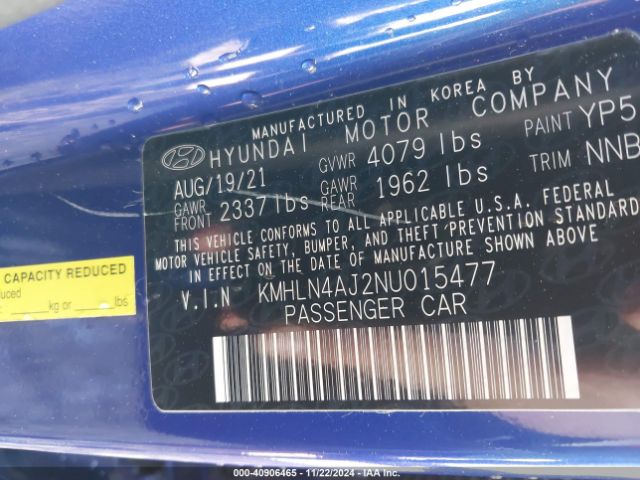 KMHLN4AJ2NU015477 Hyundai Elantra Hybrid Limited