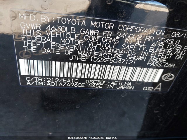 Lexus IS 250 2015 JTHBF1D2XF5047121 Image 9