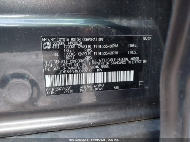 JTME6RFV4NJ019518 Toyota Rav4 Hybrid Xse